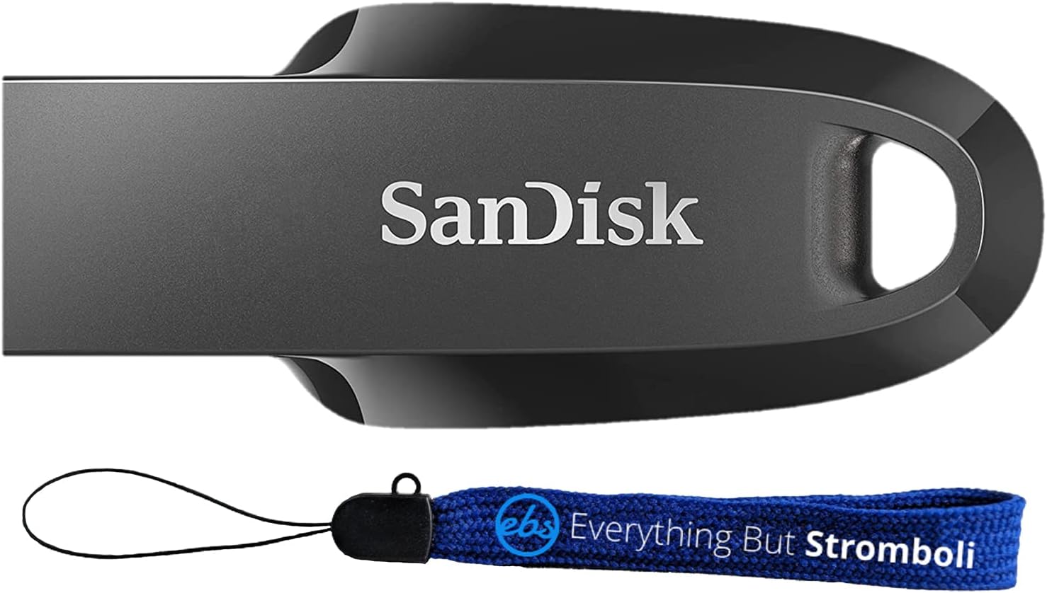 SanDisk 64GB Ultra Curve USB 3.2 Gen 1 Flash Drive – SDCZ550-064G-G46 – Bundle with (1) Everything But Stromboli Lanyard