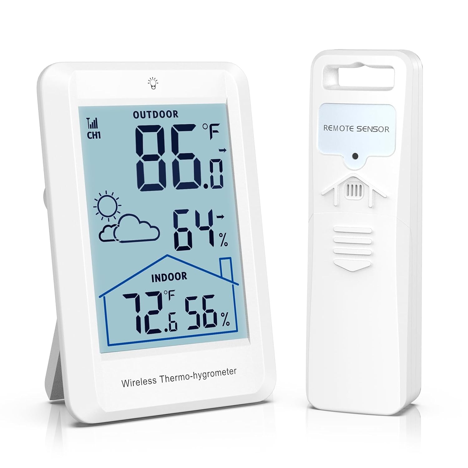 ORIA Indoor Outdoor Thermometer Hygrometer, Wireless Temperature Humidity Monitor, Battery Powered Home Weather Station with Weather Forecast, Max/Min Value, 328ft Range Remote Sensor