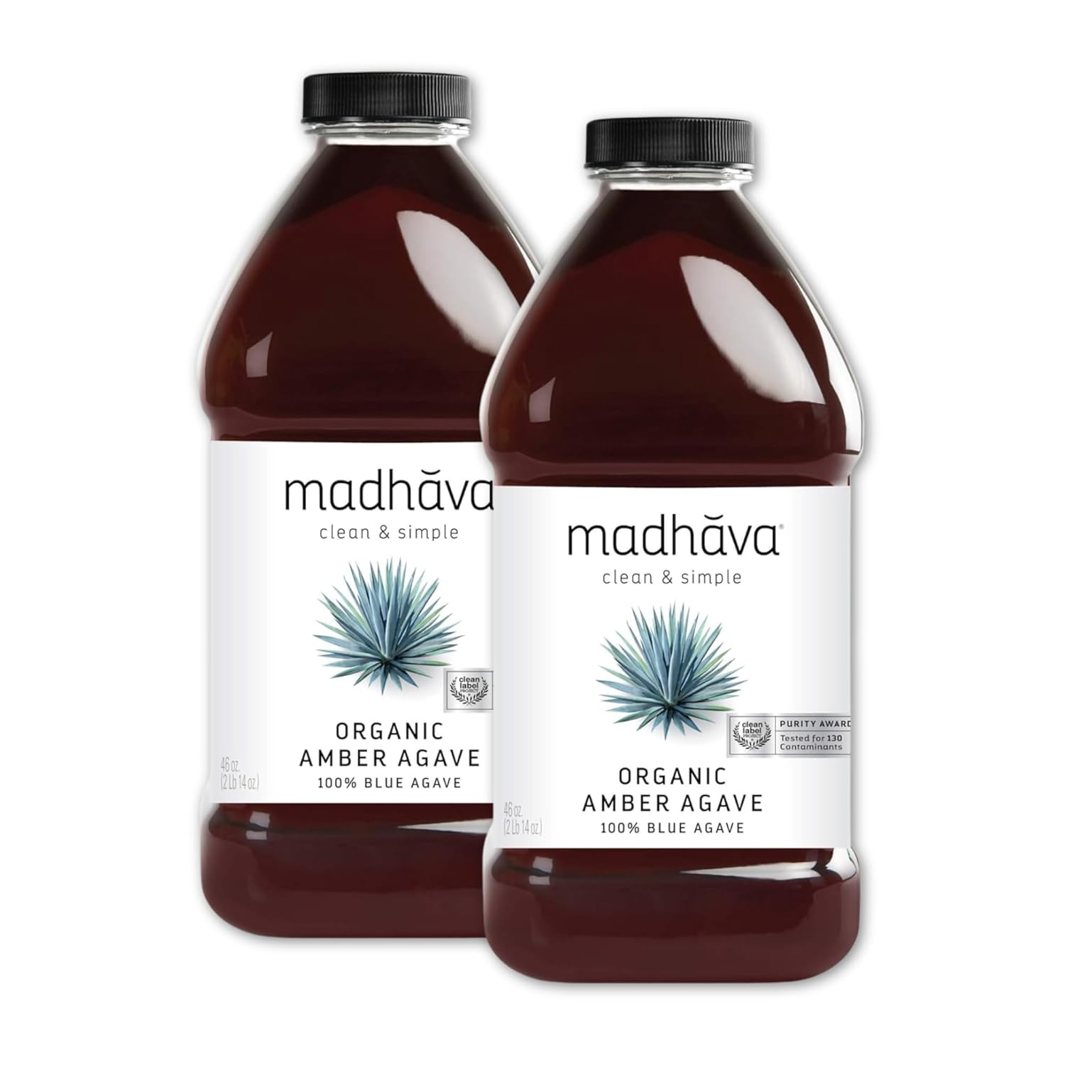 Madhava Organic Amber Agave, 46 Fluid Ounce (Pack of 2)