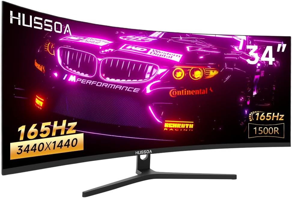 34 inch Curved Ultrawide Gaming Monitor, 21:9, 3440x1440p 165Hz 1ms, 1500R Curved Monitor, Freesync G-sync, Picture by Picture, Picture in Picture, Height/Tilt/Swivel/Pivot, PC Monitor