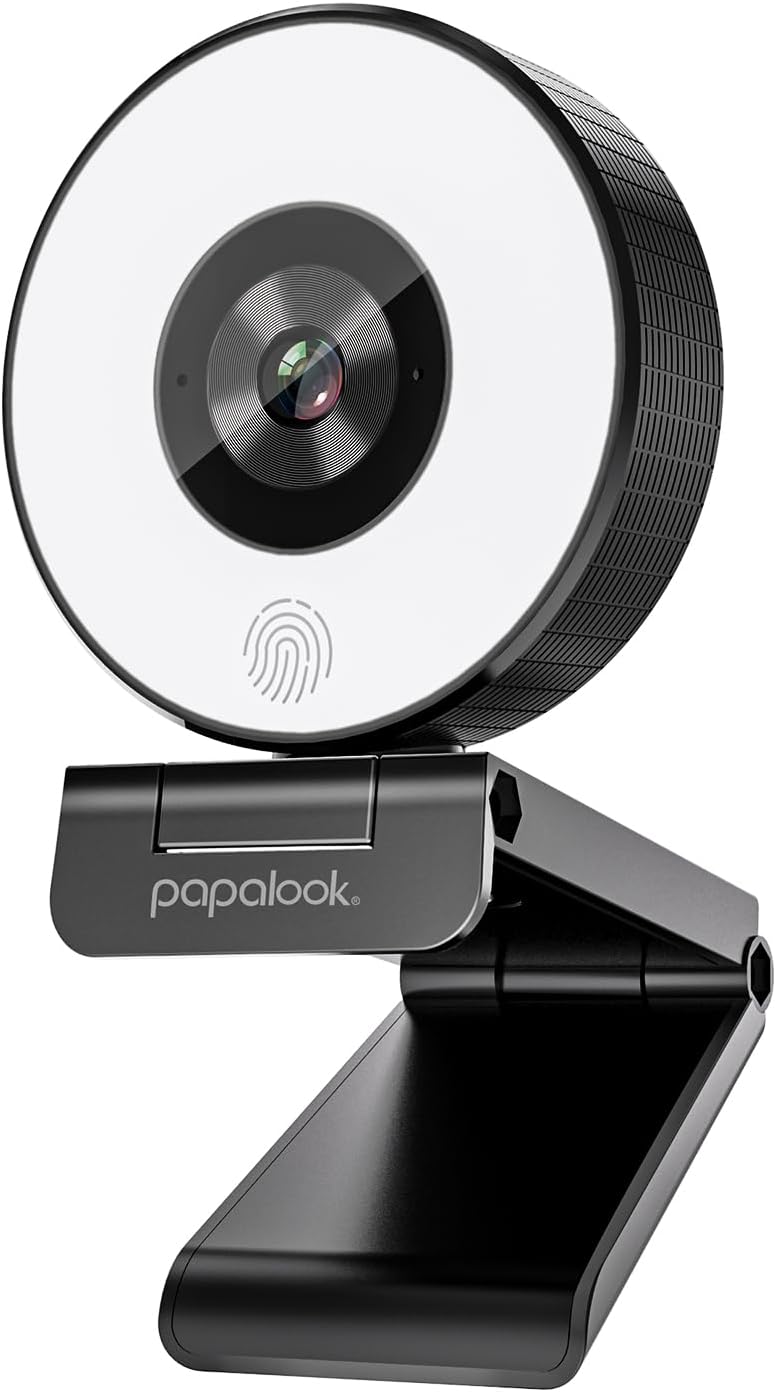 papalook 2K/1080P Webcam with Light and Privacy Cover, PA552 Full HD Streaming Web Camera with Dual Microphones, Plug and Play USB Computer Webcam for PC Laptop Desktop, Mac Zoom Skype Teams