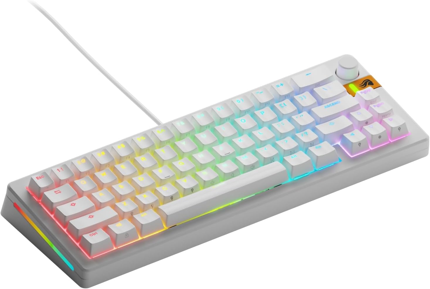 GLORIOUS Gaming – GMMK 3 Rapid Trigger Keyboard, Hall Effect, 8K Polling Rate, MX Mechanical & Magnetic Switches, Hotswappable 65% Keyboard, Modular Gasket System, Doubleshot PBT keycaps (White)