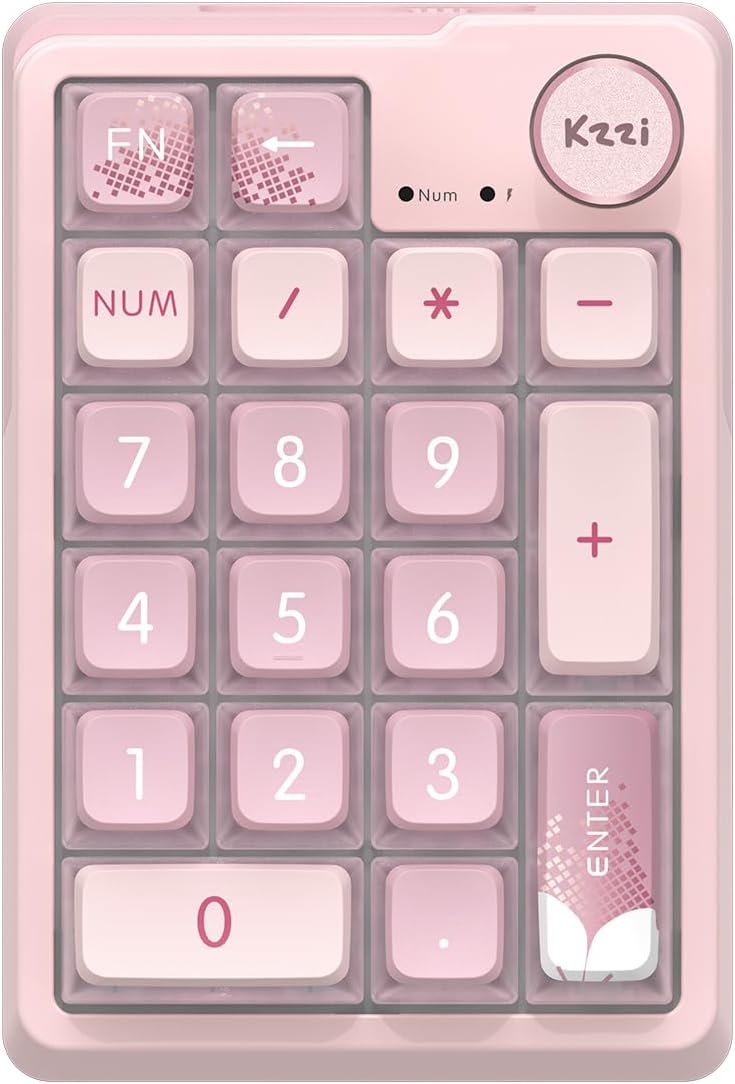 Mechanical Number Pad,Bluetooth5.0/2.4G/Type-C Wireless Numeric Keypad,RGB HotSwap Numpad with PBT Keycaps Rechargeable Gasket Number keypad for PC Laptop Desktop (Sakura Pink)