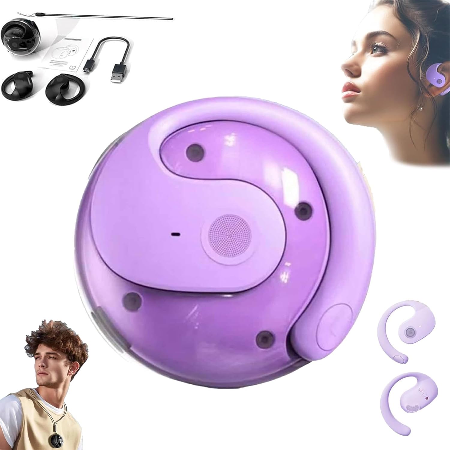 Hy-T26 Pro Language Translator, Simultaneous Interpretation Earphone, Supports Over 75 Different Languages, Translation Earbuds Real Time,Bt 5.4, HiFi Stereo Sound,High Sound Quality(Purple)