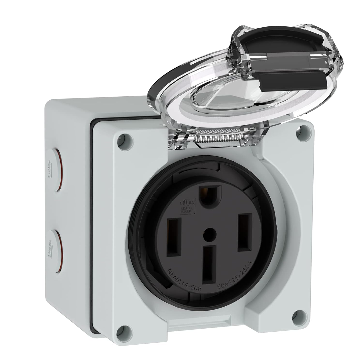 50Amp Power Outlet Box,125/250Volt NEMA 14-50R Receptacle Outdoor dustproof and Weatherproof for Electric Vehicles, generators, Welding Machines, etc.ETL Listed