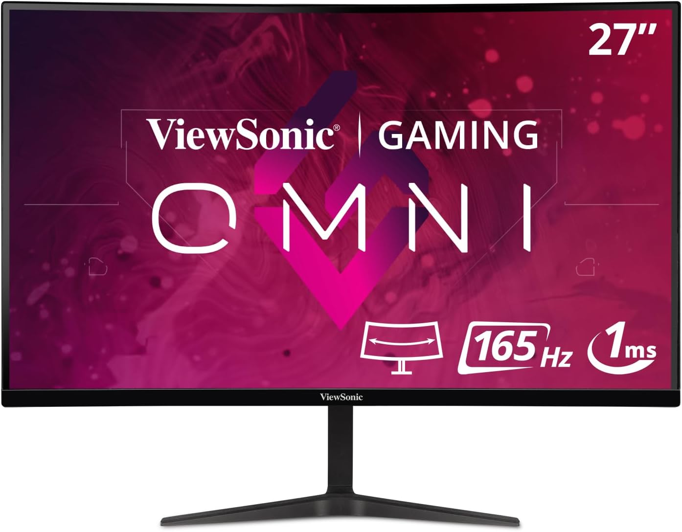 ViewSonic VX2718-PC-MHD 27 Inch Curved 1080p 1ms 180Hz Gaming Monitor with FreeSync, HDMI and Display Port (Renewed)