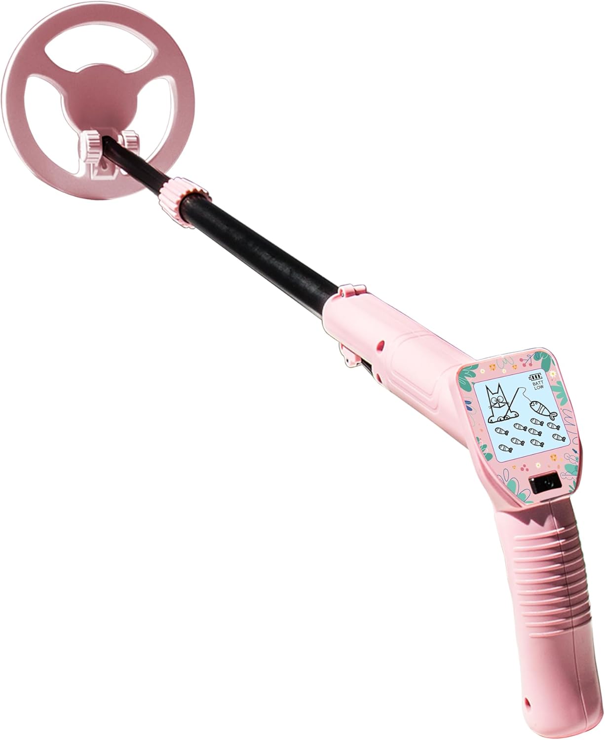 Xoopon Metal Detector for Kids, Lightweight Beach Metal Detectors with LCD Display 27.5”-37.8” Adjustable Kids Metal Detectors with 6” Search Coil for Exploration Hiking, Pink, MD-1011