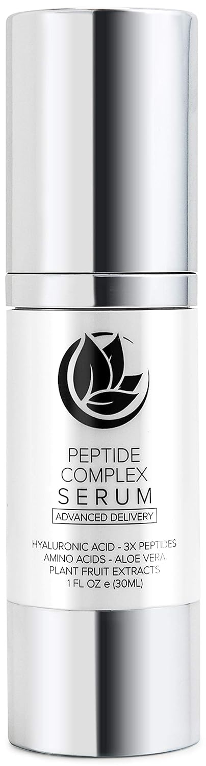 Peptide Complex Serum by Microderm GLO – Best Skin Toning, Facial Tightening, 100% PURE & NATURAL, Plump, Hydrate & Nourish Your Face, Boosts Collagen & Heals Skin While Improving Tone & Texture, 1oz