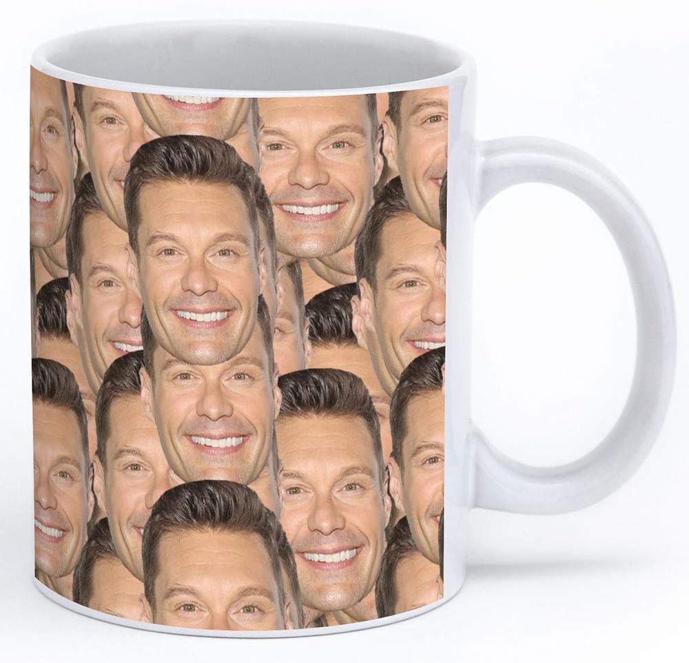 Ryan Seacrest Mug 11oz White Ceramic Coffee Cup With Ryan Seacrest Collage