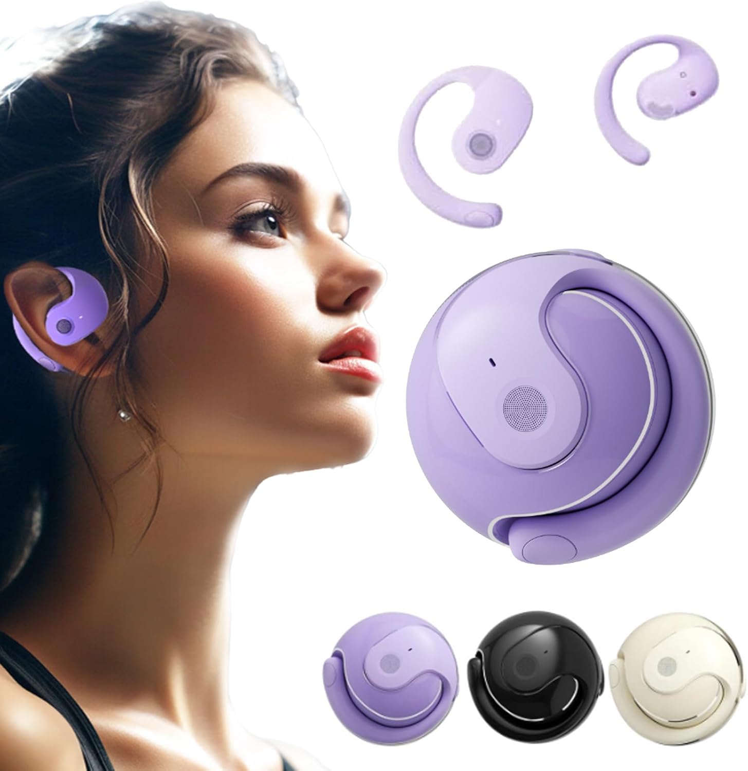 Sent Dream Earbuds, Sentdream Earpiece, Breezelly Translator, Ai Translation Wireless Ows Bluetooth5.4 Earphones, Hy-T26 Pro Wireless Bluetooth Translation Earbuds, Open Ear Earbuds Real Time (Purple)