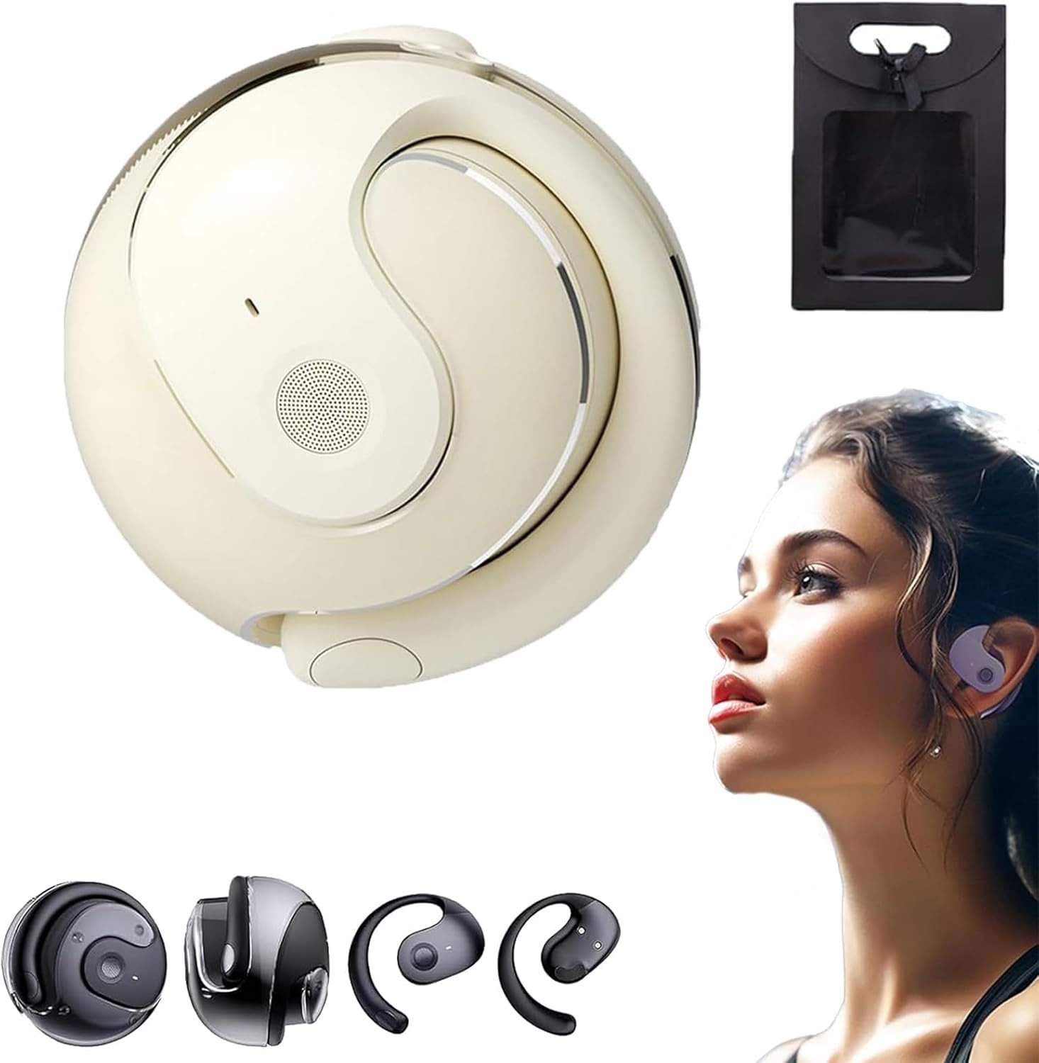 Sentdream Translator, Sent Dream Translator, Sent Dream Earbuds, Sent Dream Translation Earpiece, Hy-T26 Pro Wireless Translation Earbuds, AI Translation Wireless Ows Bluetooth5.4 Earphones-Beige