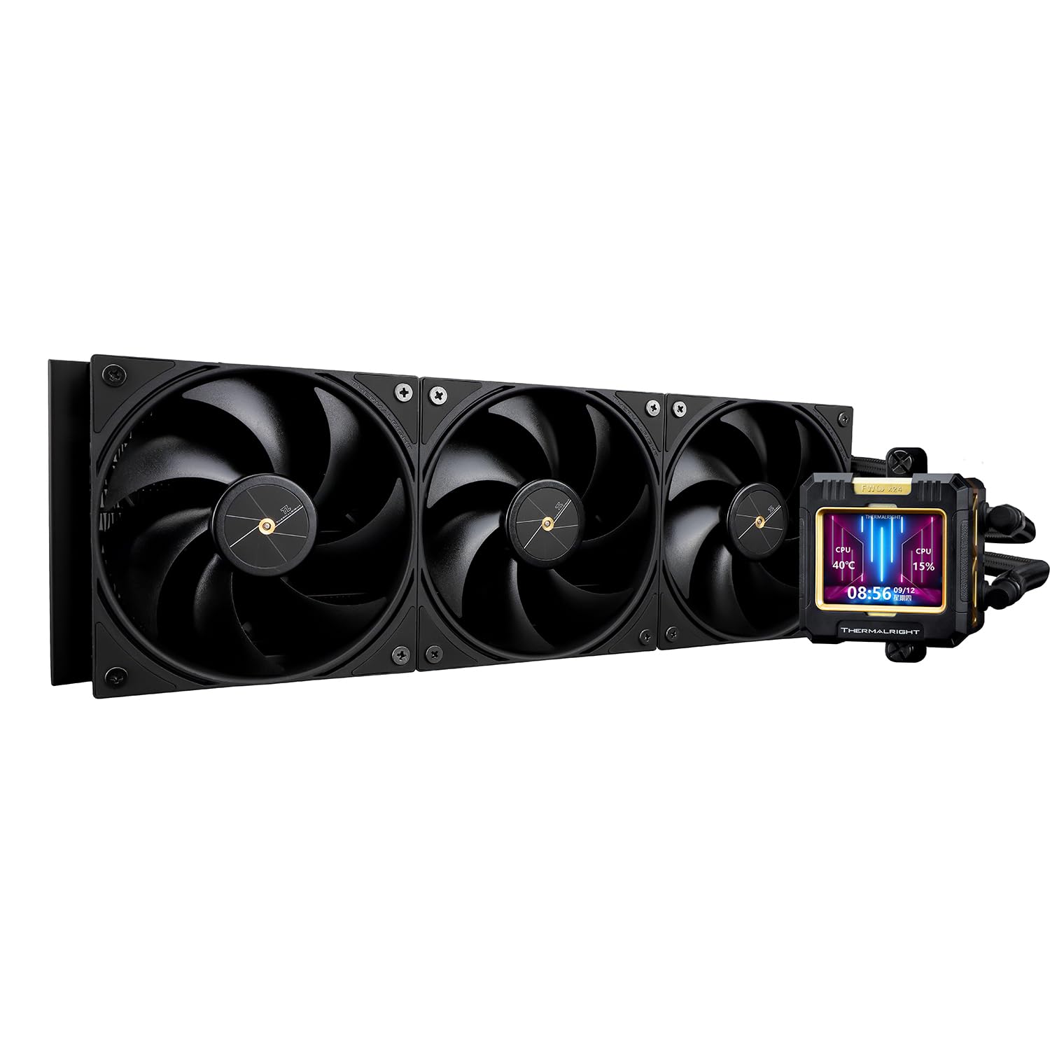 Thermalright FW360 Black CPU AIO Cooler,PC 360 Specification Water Cooler System,IPS LCD Screen with 320 * 240 Resolution,for AM5&Intel LGA1851,High Performance Pump,Comes with 2.4-inch LCD Display