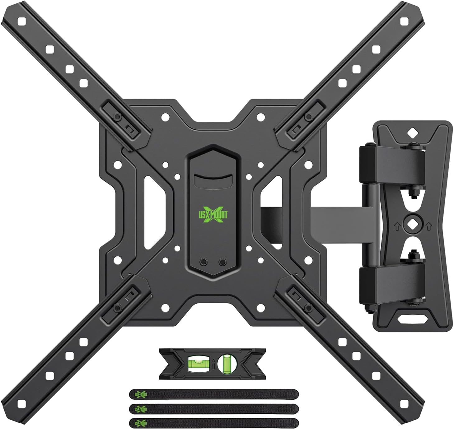 USX MOUNT UL Listed Full Motion TV Mount, Swivel Articulating Tilt TV Wall Mount for 26-55Inch LED, 4K TVs, Wall Mount TV Bracket with VESA 400x400mm Up to 77lbs, Perfect Center Design -XMM006-1