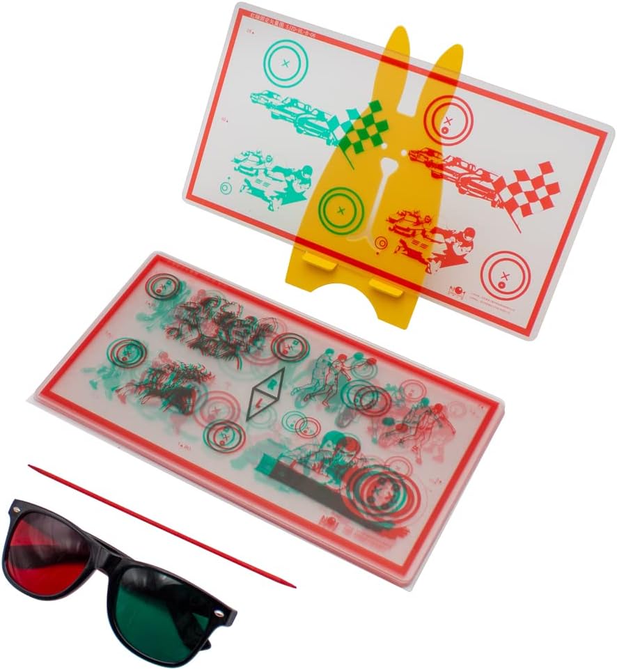 Red/Green Fixed Tranaglyph Vision Therapy Convergence Insufficiency Eye Training Device Stereo Training Cards Visual Correction (A)