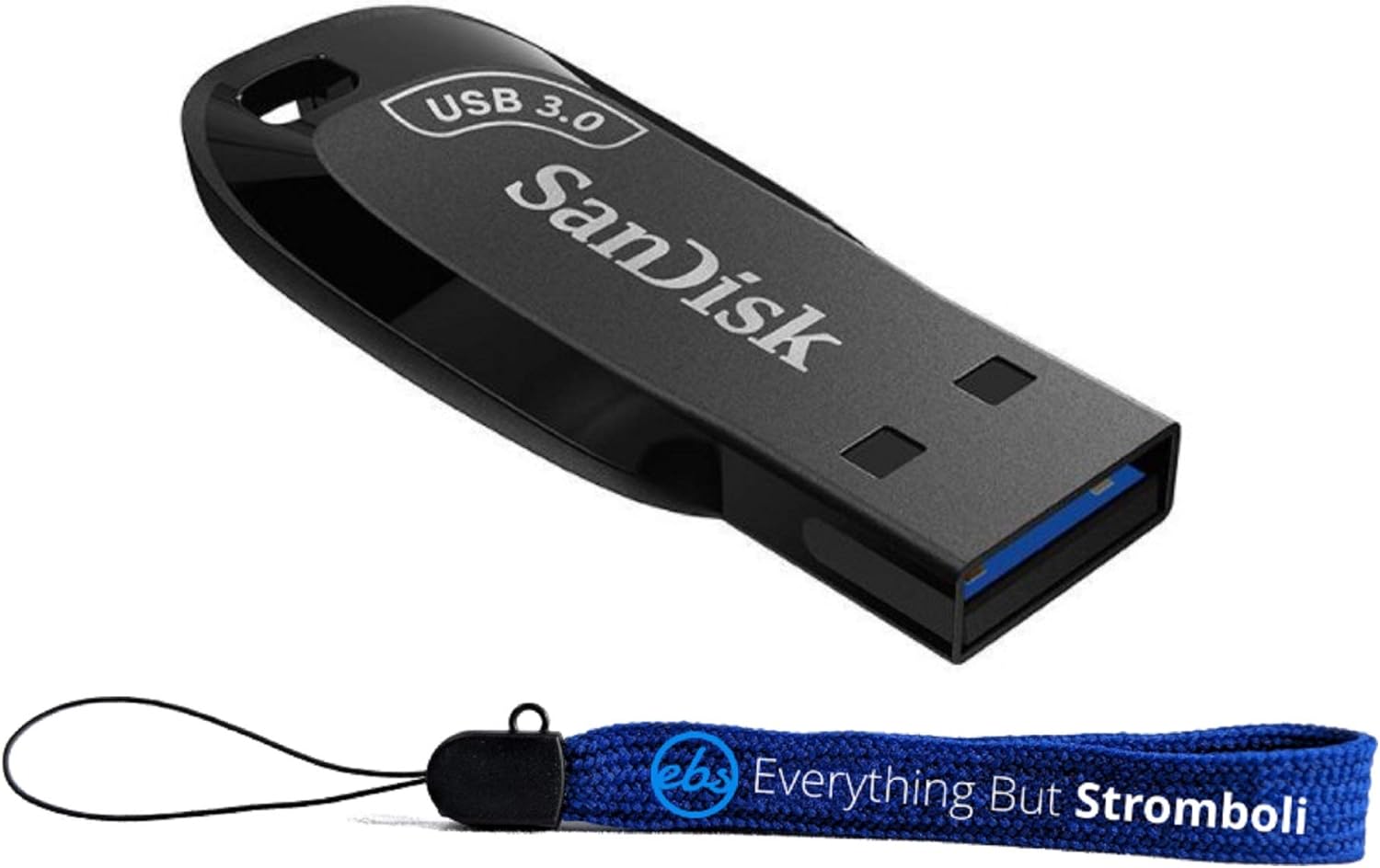 SanDisk Ultra Shift 64GB USB 3.0 Flash Drive for Computers & Laptops – High Speed (SDCZ410-064G-G46) Bundle with (1) Everything But Stromboli Lanyard