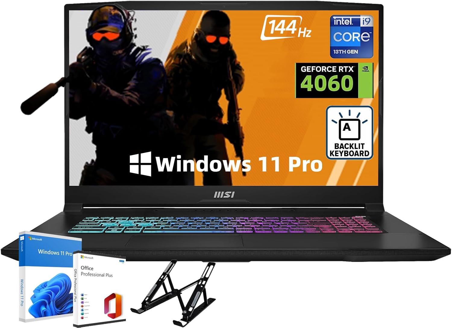 MSI Katana 17 Gaming Laptop – 17.3″ 144Hz FHD Display, Intel 10-Core i7-13620H, NVIDIA GeForce RTX 4060, 32 GB DDR5, 1 TB SSD, Backlit Keyboard, Win 11 Pro, Office Lifetime, w/cefesfy Bundle