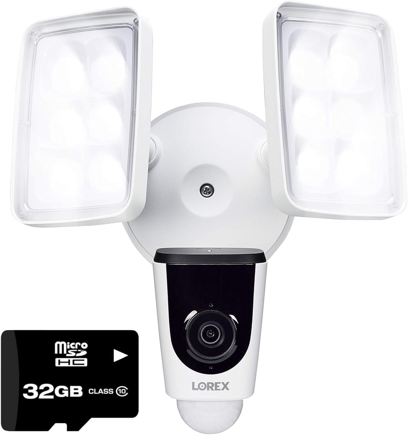 Lorex 1080p Wi-Fi Outdoor Floodlight Camera with Dual LED Lights and Siren, Full HD Video Recording, 2-Way Audio, IR Night Vision, Local Storage, No Monthly Fees