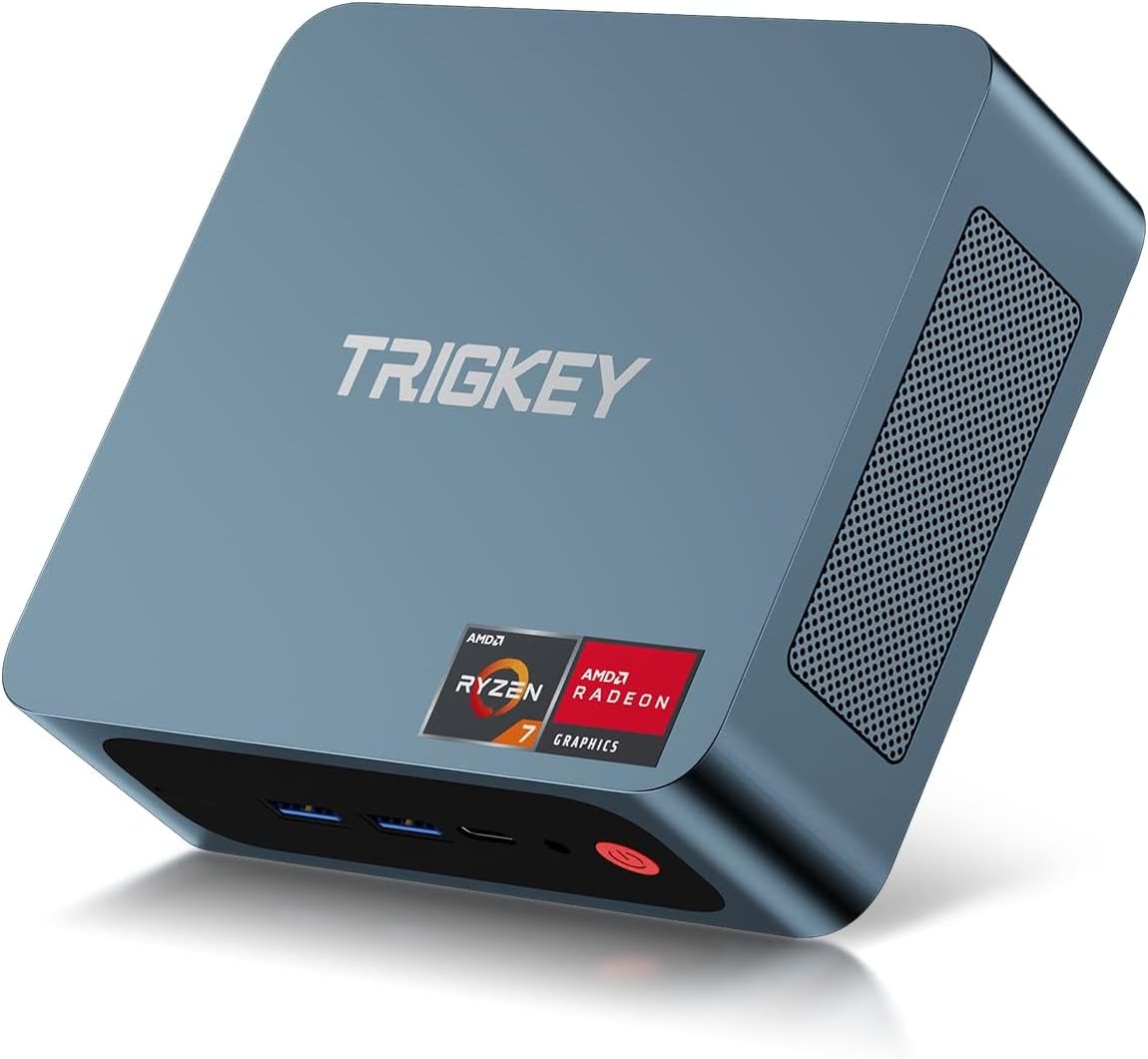 TRIGKEY Mini PC, AMD Ryzen 7 5850U(8C/16T, Up to 4.4GHz), Mini Desktop Computer 32GB DDR4 1TB M.2 NVMe SSD, 4K 60Hz Triple Display(DP1.4+HDMI+Type-C), Office/Education/Gaming, WiFi6/BT5.2, Gigabit LAN