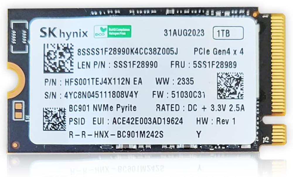 HFS001TE 1TB M.2 2242 42mm NVMe PCIe Gen 4 x4 TLC SK Hynix SSD for ThinkPad ProBook Latitude EliteBook Ideapad Pavilion Laptop Ultrabook Tablet-Internal Solid State Drive (OEM)