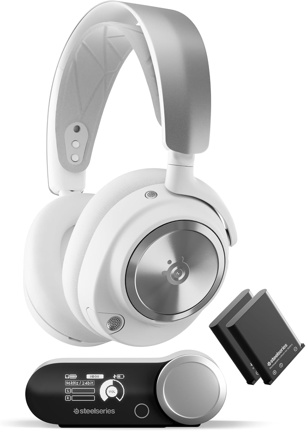 SteelSeries Arctis Nova Pro Wireless Multi-System Gaming Headset – Neodymium Magnetic Drivers – Active Noise Cancellation – Infinity Power System – Gen 2 Mic – PC, PS5, PS4, Switch, Mobile – White