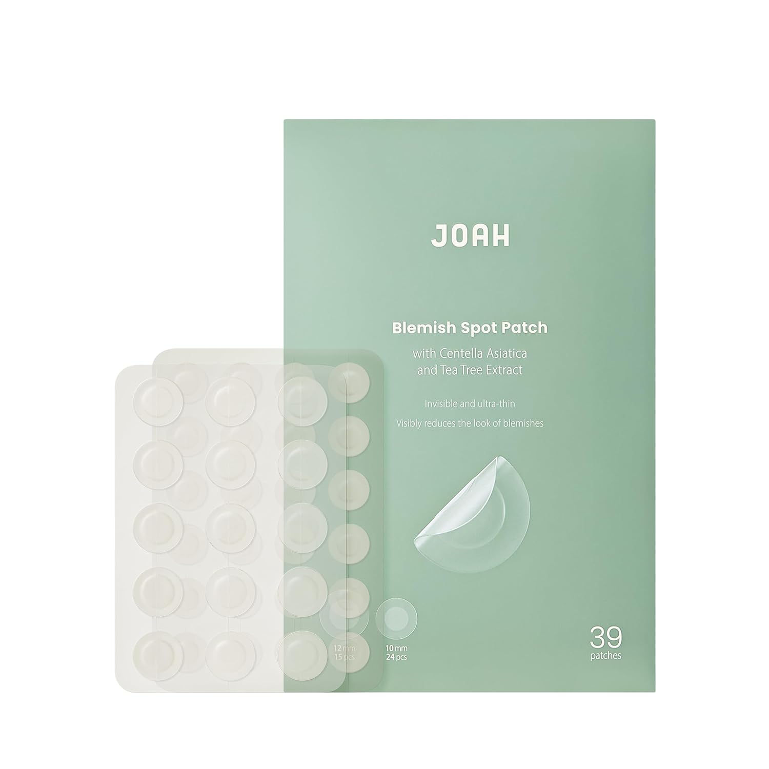 JOAH Heal Me CICA Spot Patch, Hydrocolloid Korean Skin Care Spot Patches with Centella Asiatica, 39 Patches, White