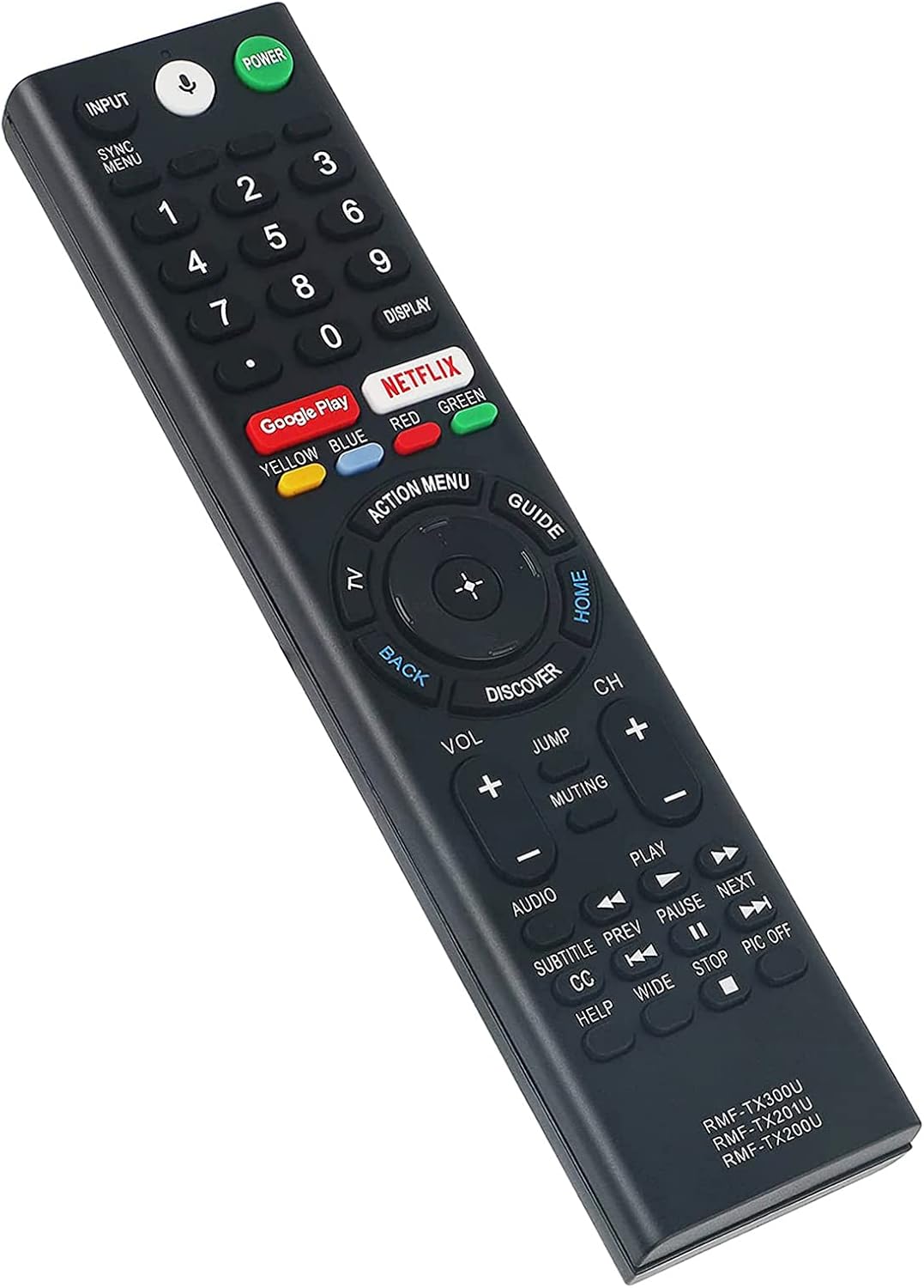 Replacement Remote RMF-TX300U Sub RMF-TX200U RMF-TX201U Fit for Sony X800E X900E 4K HDR TV XBR-65X930E XBR-55X930E XBR-49X800D XBR-43X800D XBR-85X850D XBR-75X940D XBR-75X850D XBR-65X930D