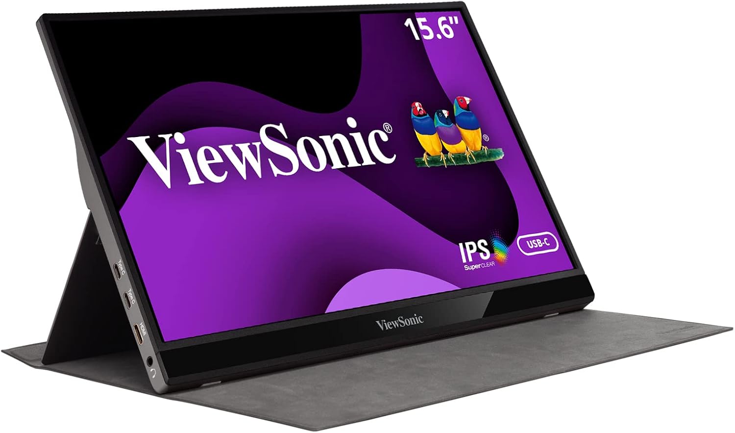 ViewSonic VG1655 15.6 Inch 1080p Portable Monitor with 2 Way Powered 60W USB C, IPS, Eye Care, Dual Speakers, Built-in Stand with Magnetic Cover