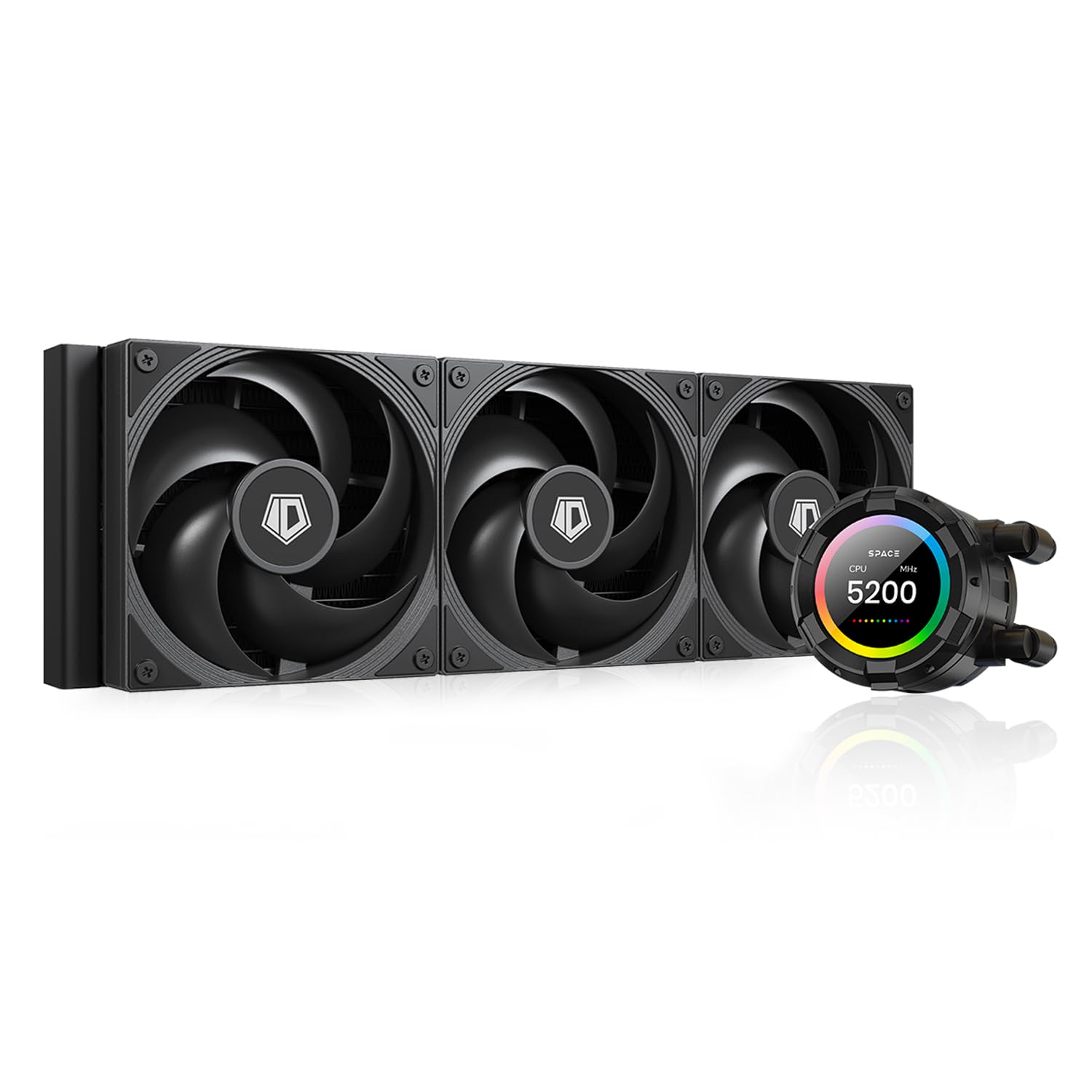 ID-COOLING SL360 PRO SE 360mm AIO CPU Liquid Cooler with Customizable LCD Display, 2.1″ LCD Display for Images, GIFS, MP4 and Performance Metrics, 3 AS-120 Silent Fans, Fits Intel & AMD