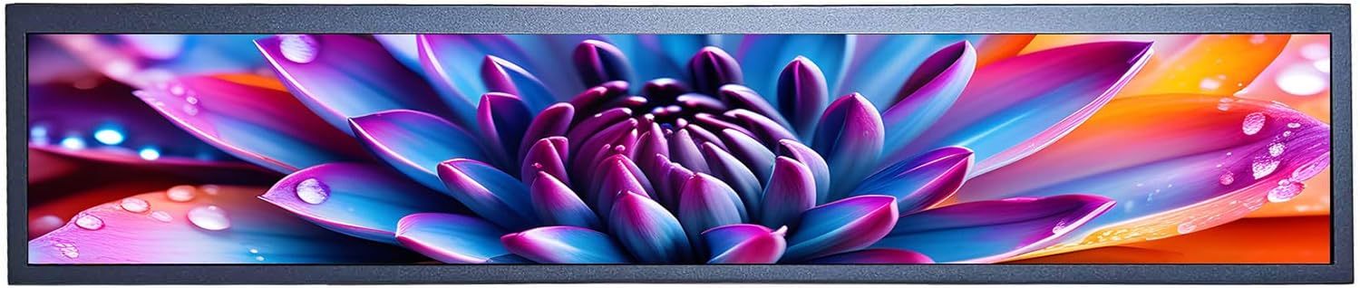 VSDISPLAY 24 Inch Stretched Bar LCD Display FHD 1920×360 IPS LCD Screen with an-Droid Board,Supports USB/SD Input Autocopy Autoplay Monitor