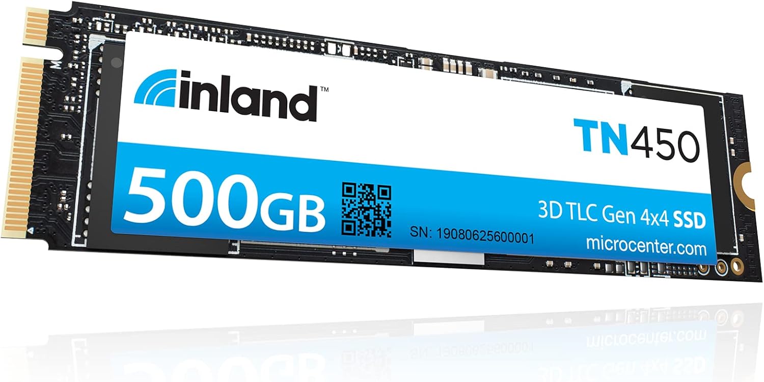 INLAND TN450 500GB NVMe M.2 PCIe Gen4x4 2280 Internal Solid State Drive SSD – Up to 5,000 MB/s, 3D NAND, Storage and Memory for Laptop & PC Desktop