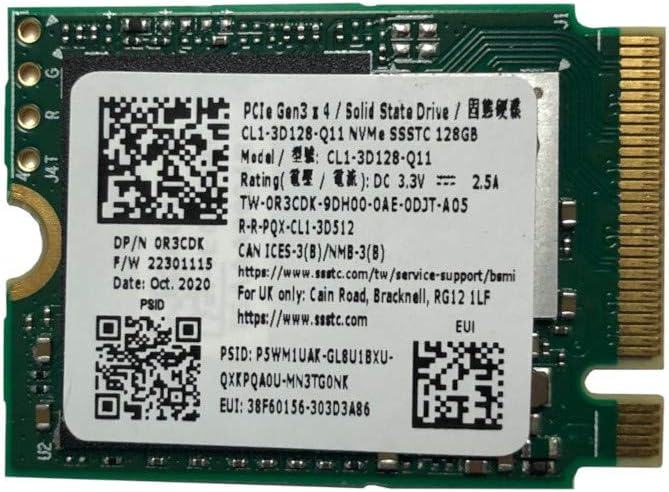 CL1 Internal SSD, 128GB PCIe Gen3 x 4 NVMe Solid State Drive, M.2 2230 M Key, Model CL1-3D128-Q11, OEM Package