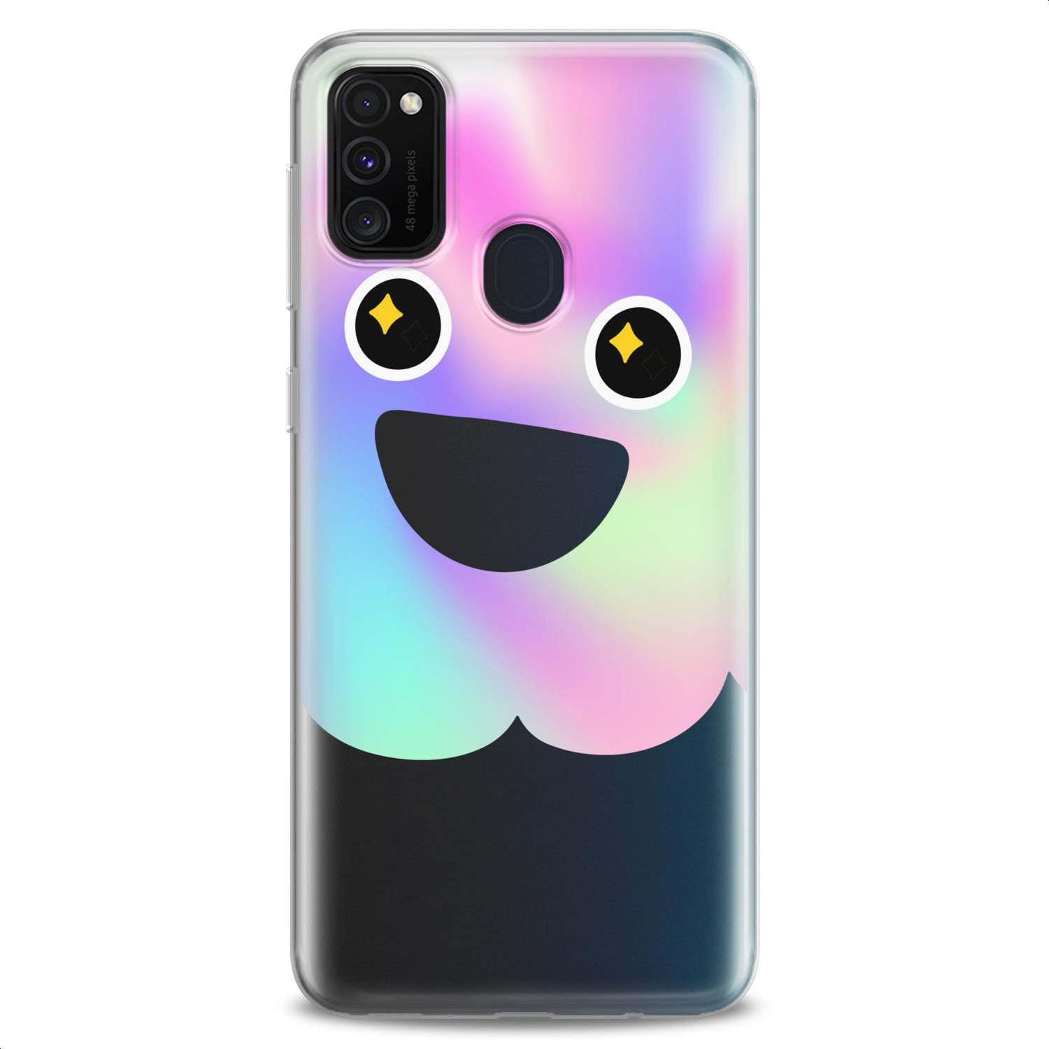 TPU Case Compatible with Samsung Galaxy F52 5G F23 M80s M62 M30 F62 M20 M10 M02 Trippy Cute Face Print Cute Clear Glam Funny Flexible Silicone Pink Kawaii Slim fit Soft Smiling Design Girls Art