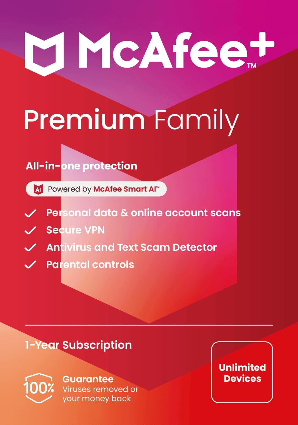 McAfee+ Premium Family Unlimited Devices 2025 Ready | Cybersecurity Software Includes Antivirus, Secure VPN, Password Manager, Identity Monitoring, Parental Controls | Key Card