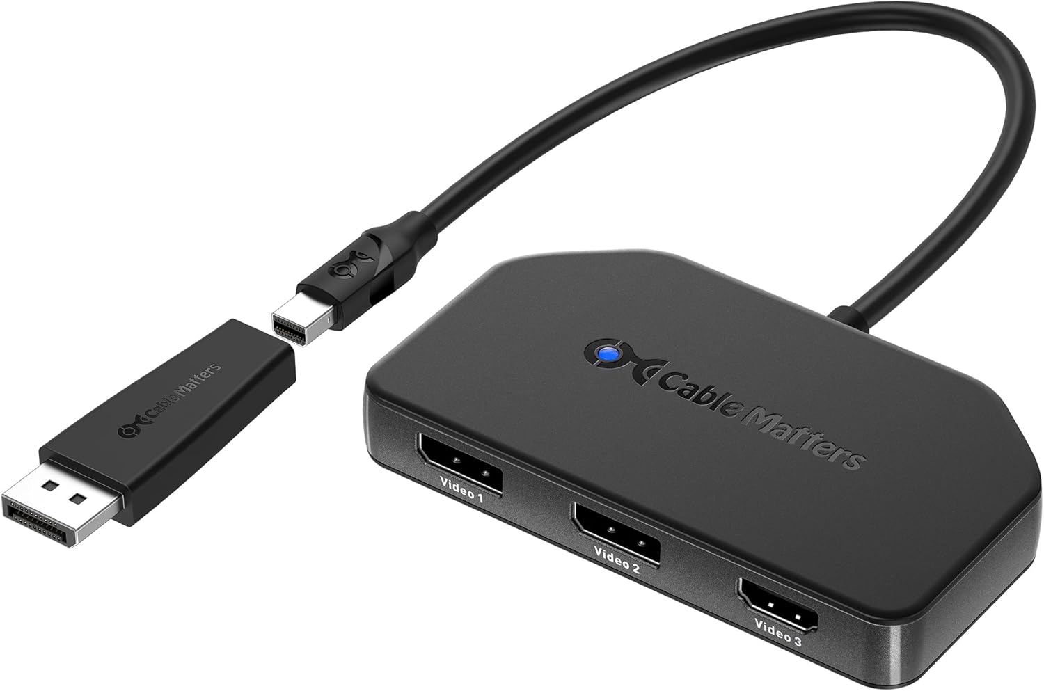 Cable Matters DisplayPort 1.4 MST Hub (1 HDMI 2.0 + 2 DP 1.4) with Mini DP to DP Adapter, DP Splitter Hub with 2X DisplayPort and 1x HDMI for Windows, NOT Compatible with macOS