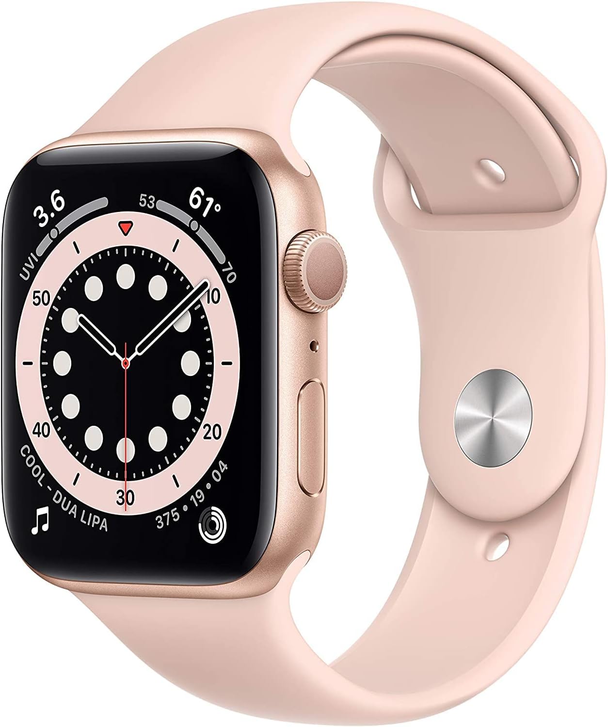 Apple Watch Series 6 (GPS, 44mm) – Gold Aluminum Case with Pink Sand Sport Band (Renewed)