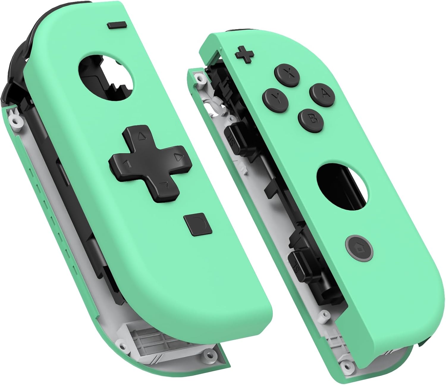 eXtremeRate Mint Green DIY Housing (D-Pad Version) with Full Buttons for Joycon Handheld Controller, Replacement Shell Case for Nintendo Switch & Switch OLED [Only The Shell, NOT The Joycon]