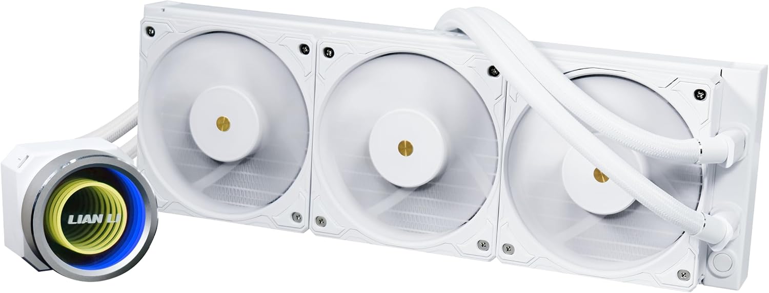 Lian Li Galahad II Trinity Performance 360 – AIO – CPU Liquid Cooler 360mm – Daisy-chainable Radiator LCP Fans – Intel LGA 1700, 1200, 115X, AMD AM5/AM4 Sockets – White – GA2P36W.US1