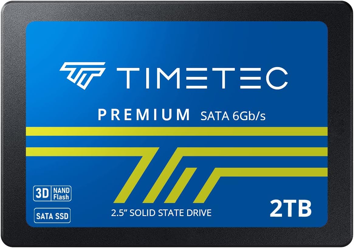 Timetec 2TB SSD 3D NAND QLC SATA III 6Gb/s 2.5 Inch 7mm (0.28″) Read Speed Up to 550 MB/s SLC Cache Performance Boost Internal Solid State Drive for PC Computer Desktop and Laptop (2TB)