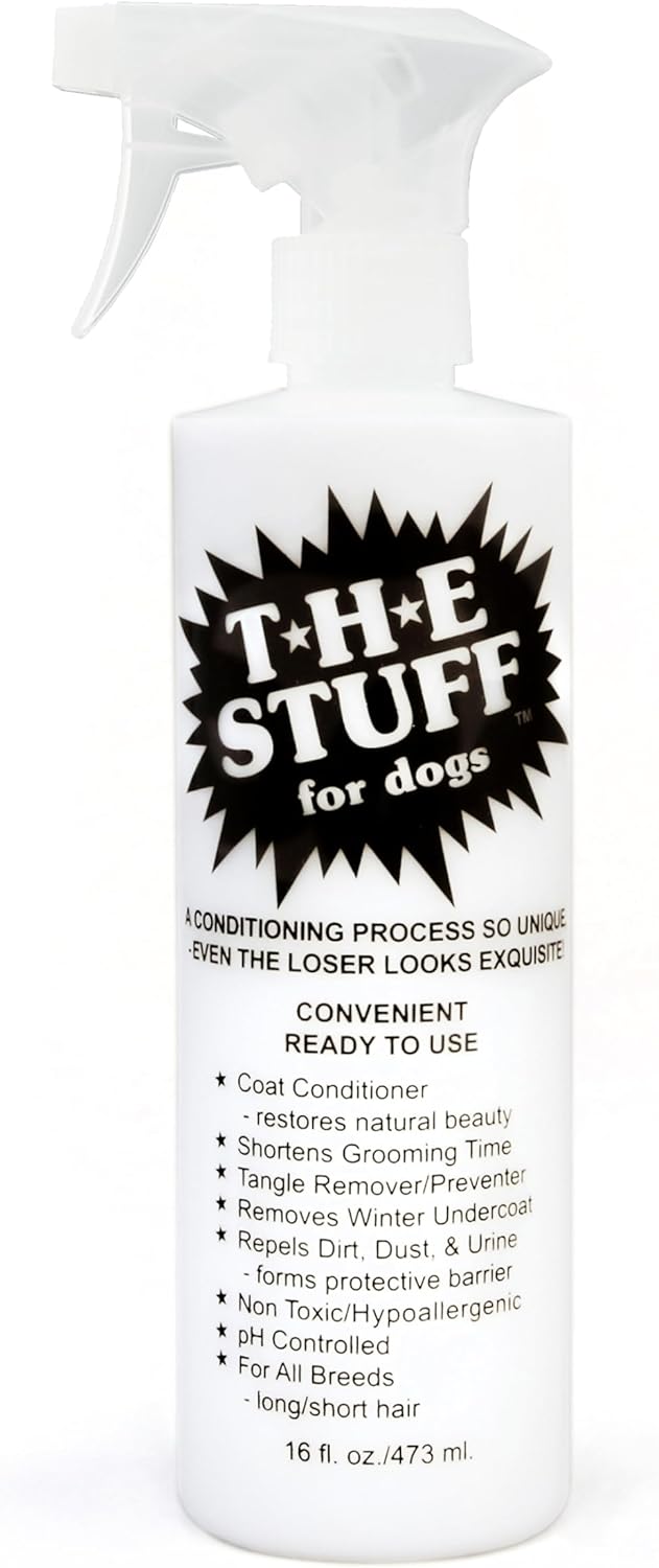 The Stuff Leave-In Dog Conditioner and Detangler Spray | 16oz Ready to Use | Perfect Solution for Managing Matted Dog Hair | Top Rated Dog Detangling and Dematting Spray