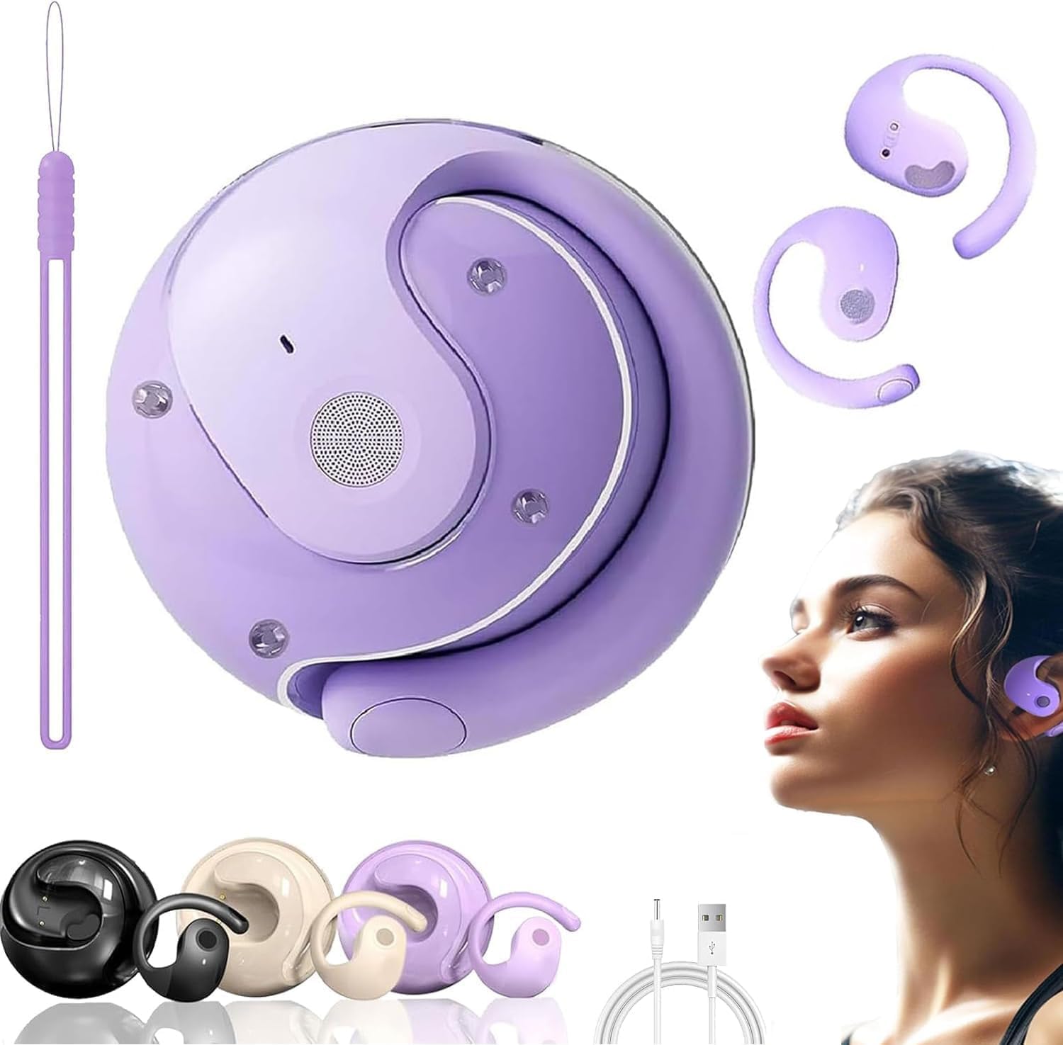 Hy-T26 Pro Language Translator, Hy-T26 Pro Wireless Bluetooth Translation Earbuds, Audifonos Traductores Inglés en Tiempo Real, Supports 75 Languages Portable Translator Device (Purple)