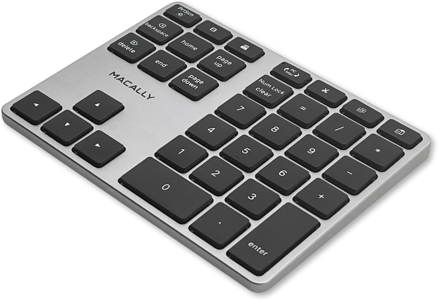 Macally Bluetooth Number Pad for Laptop – Slim Aluminum Design – Rechargeable Wireless Numeric Keypad – 35 Key Numpad Keyboard for Data Entry – for Mac, MacBook Pro/Air, iPad, iPhone, iOS, PC, Android