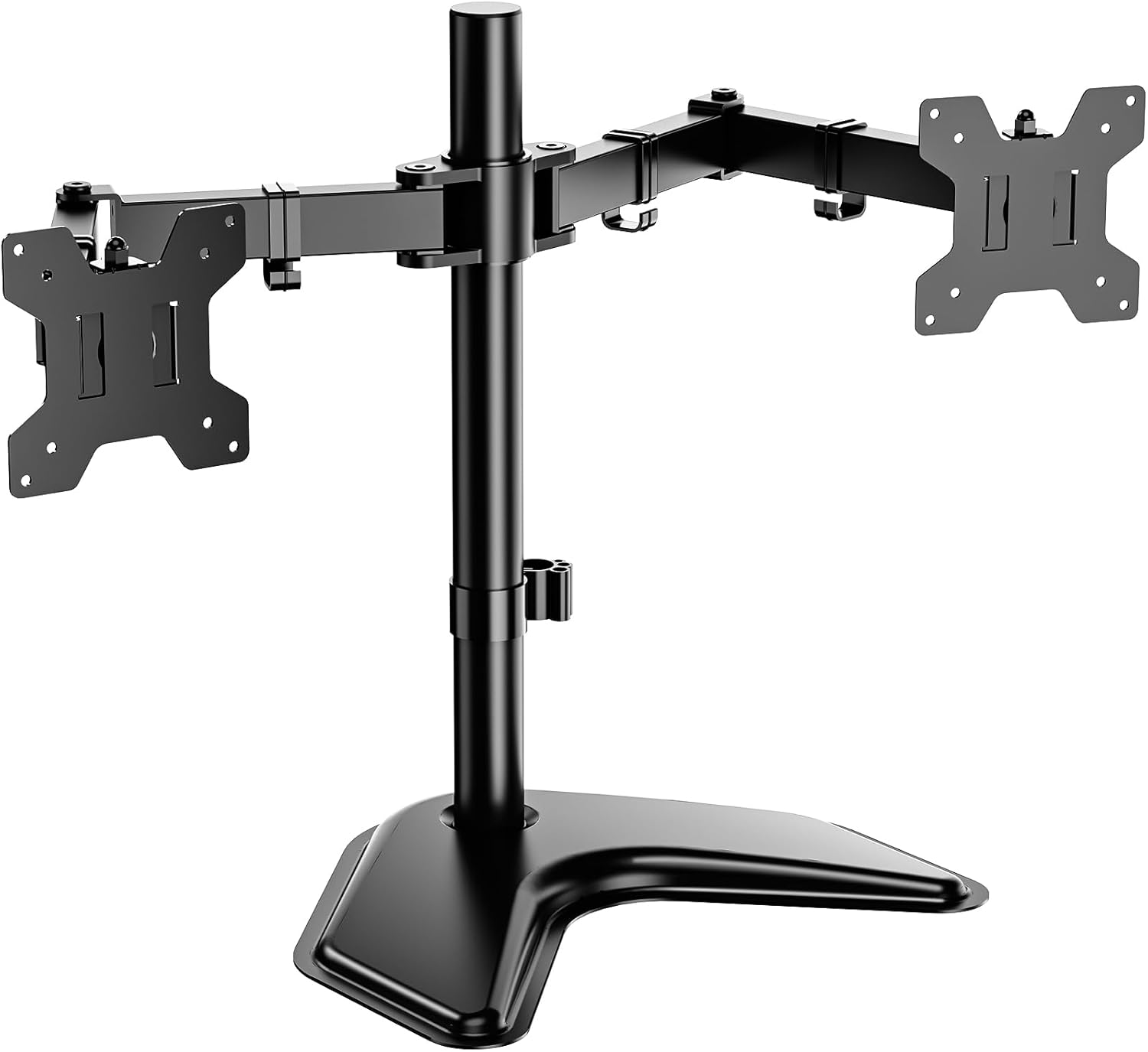 WALI Free Standing Dual LCD Monitor Fully Adjustable Desk Mount Fits 2 Screens up to 27 inch, 22 lbs. Weight Capacity per Arm, with Grommet Base (MF002), Black