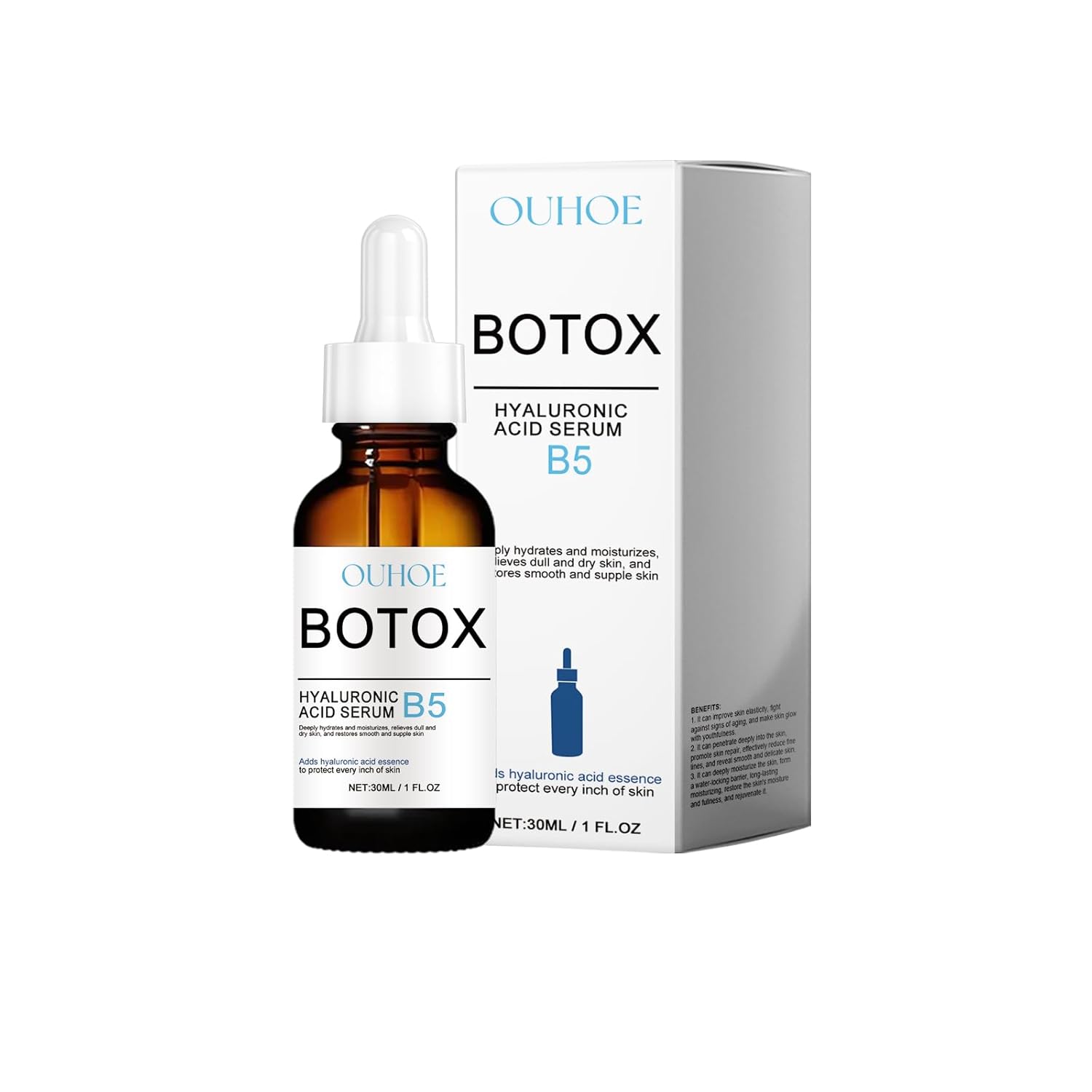 Bo-tox Hyalu B5 Hyaluronic Acid Serum for Face,Anti-Aging Serum for Fine Lines and Wrinkles, Hydrating Serum to Plump and Repair Dry Skin, Safe on Sensitive Skin