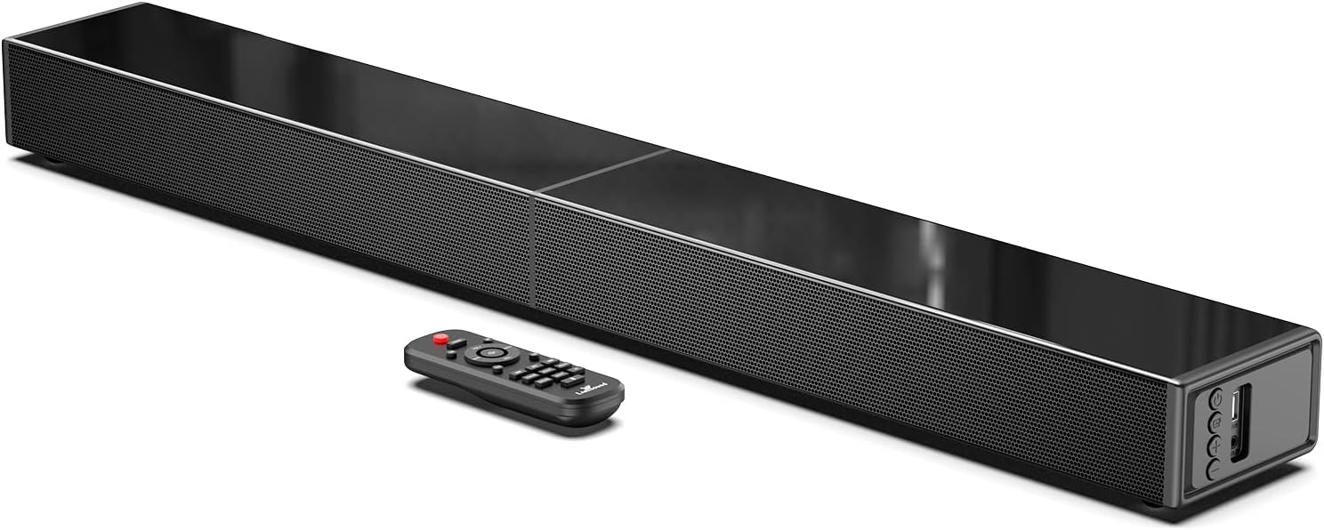 2.1 CH Soundbar with Built-in Subwoofer, 31 Inch Sound Bar for TV with Bluetooth/HDMI ARC/Optical/AUX/USB Connections