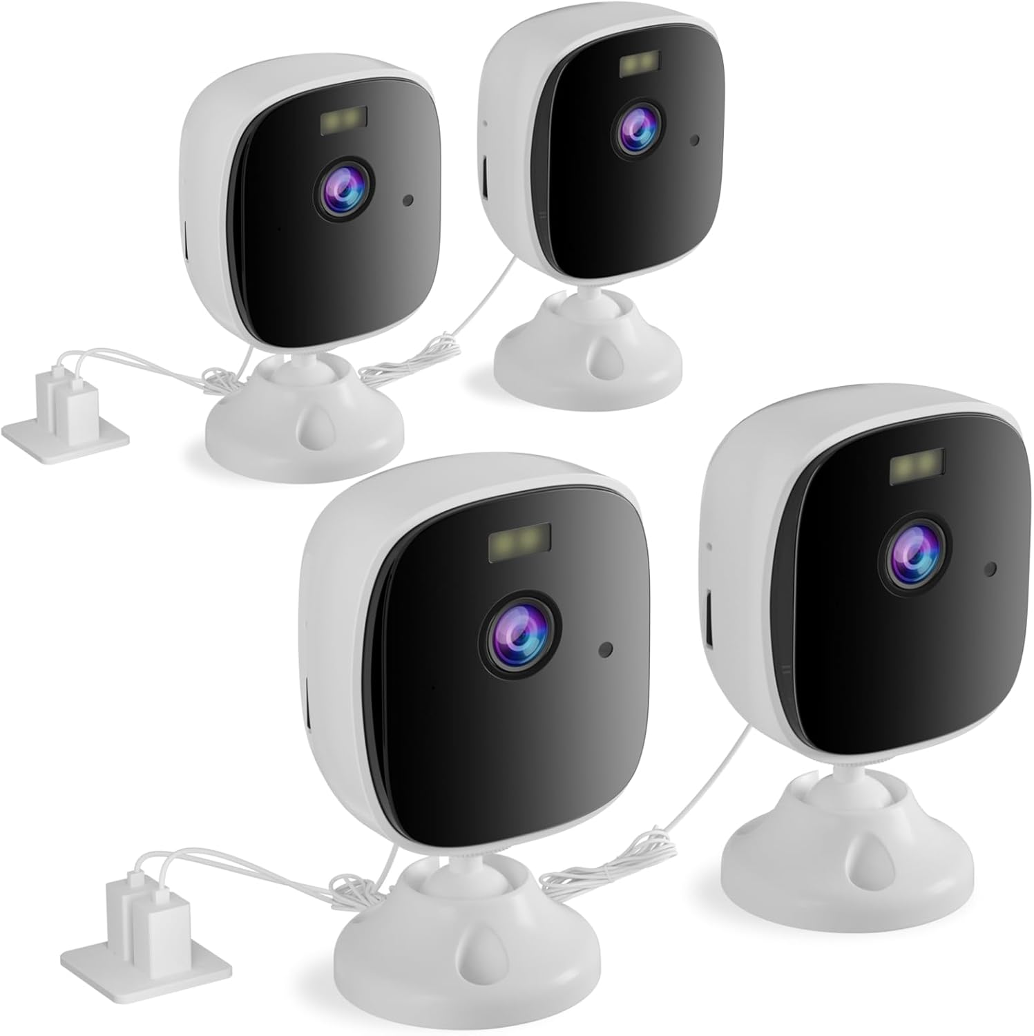 2K QHD 4MP Cameras for Home Security Indoor Wireless WiFi, Motion Sensor, Continuous Recording Camera for Room, Two Way Audio, Alexa&Google Assistant – T1 4PACK