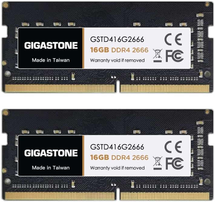 【DDR4 RAM】 GIGASTONE 32GB Kit (2x16GB) DDR4 2666MHz (2400MHz or 2133MHz) PC4-21300 (PC4-19200/17000) CL19 1.2V SODIMM 260 Pin Unbuffered Non ECC High Performance Notebook Laptop Memory Upgrade