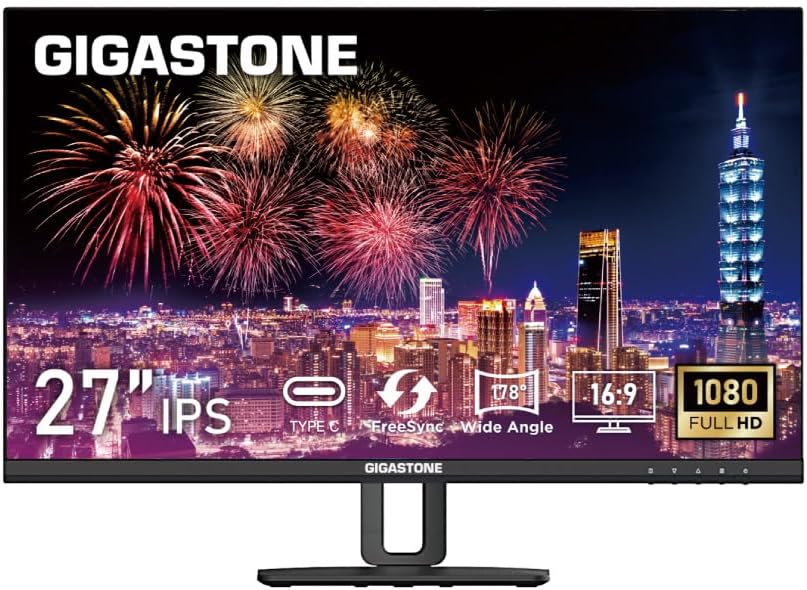 Gigastone 27 inch IPS Monitor, 100Hz FHD 1920 x 1080, MPRT 1ms,Built in Speakers,VESA Mount, Stand Height/Pivot/Swivel/Tilt Adjustable, USB-C/HDMI/Display Port Connectivity, Type C Charging to iPhone