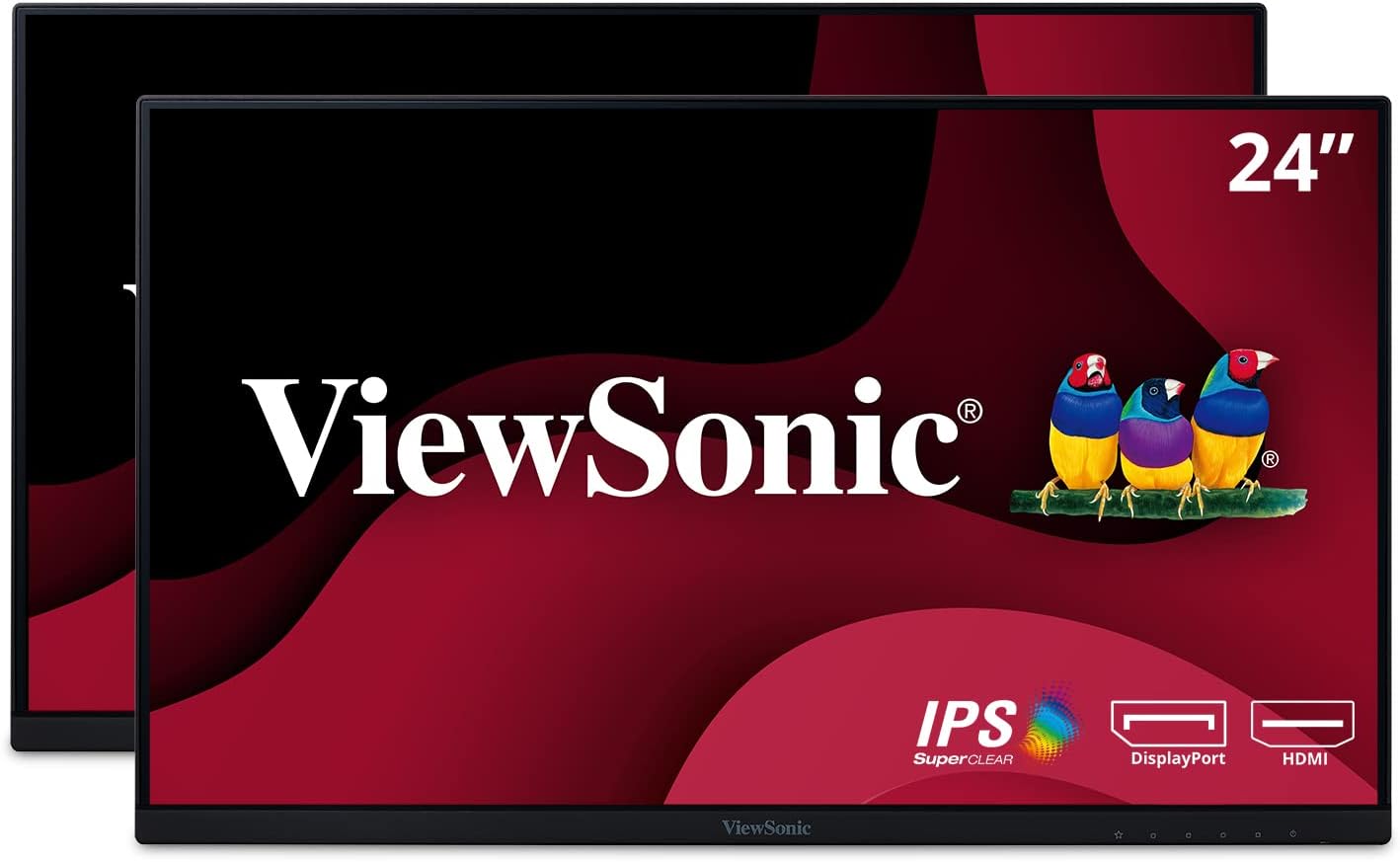 ViewSonic VA2456-MHD_H2 Dual Pack Head-Only 1080p IPS Monitors with Ultra-Thin Bezels, HDMI, DisplayPort and VGA for Home and Office, Black