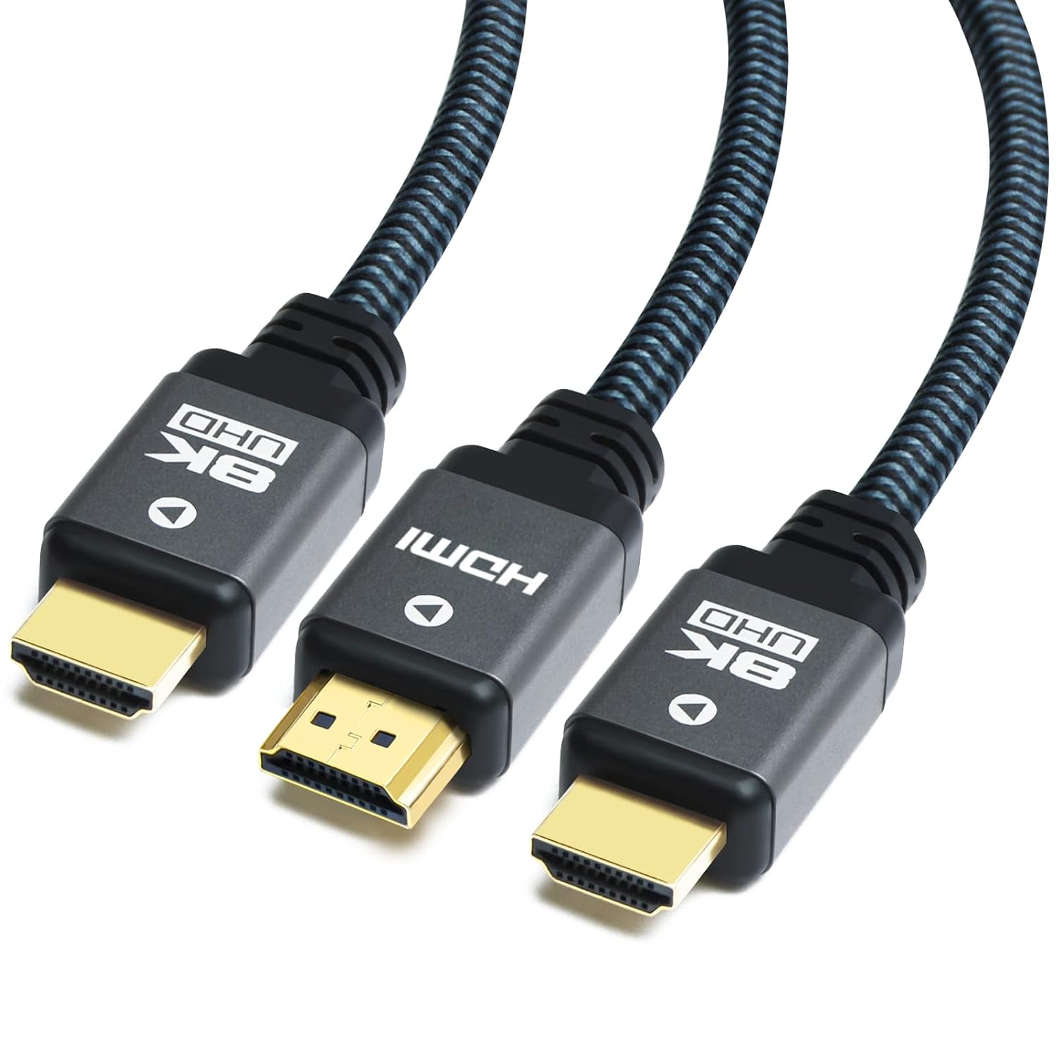 Yauhody 8K HDMI Cable 10ft (3 Pack) High Speed 48Gbps HDMI 2.1 Cord, Durable Nylon Braided, Supports 8K@60Hz, 4K@120Hz, 10K, 2K, HD, 3D, Dynamic HDR, HDCP 2.2, 4:4:4,eARC,Real 8K Quality(10ft, 3 Pack)