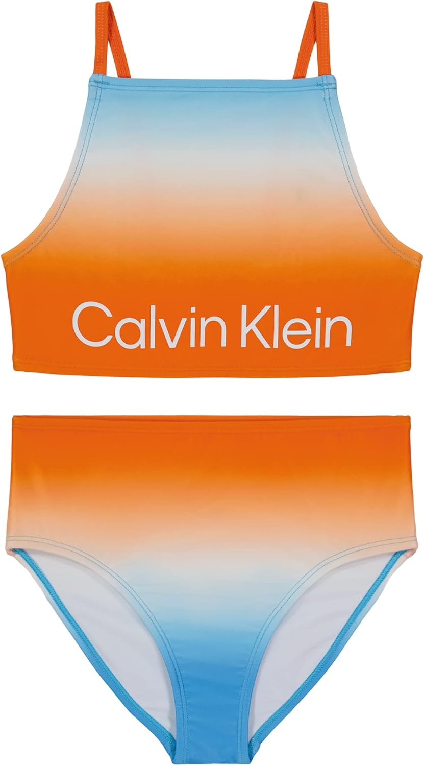 Calvin Klein Girls’ One-Piece and Two-Piece Bikini Swimsuits with UPF 50+ Sun Protection, Quick Drying Bathing Suit